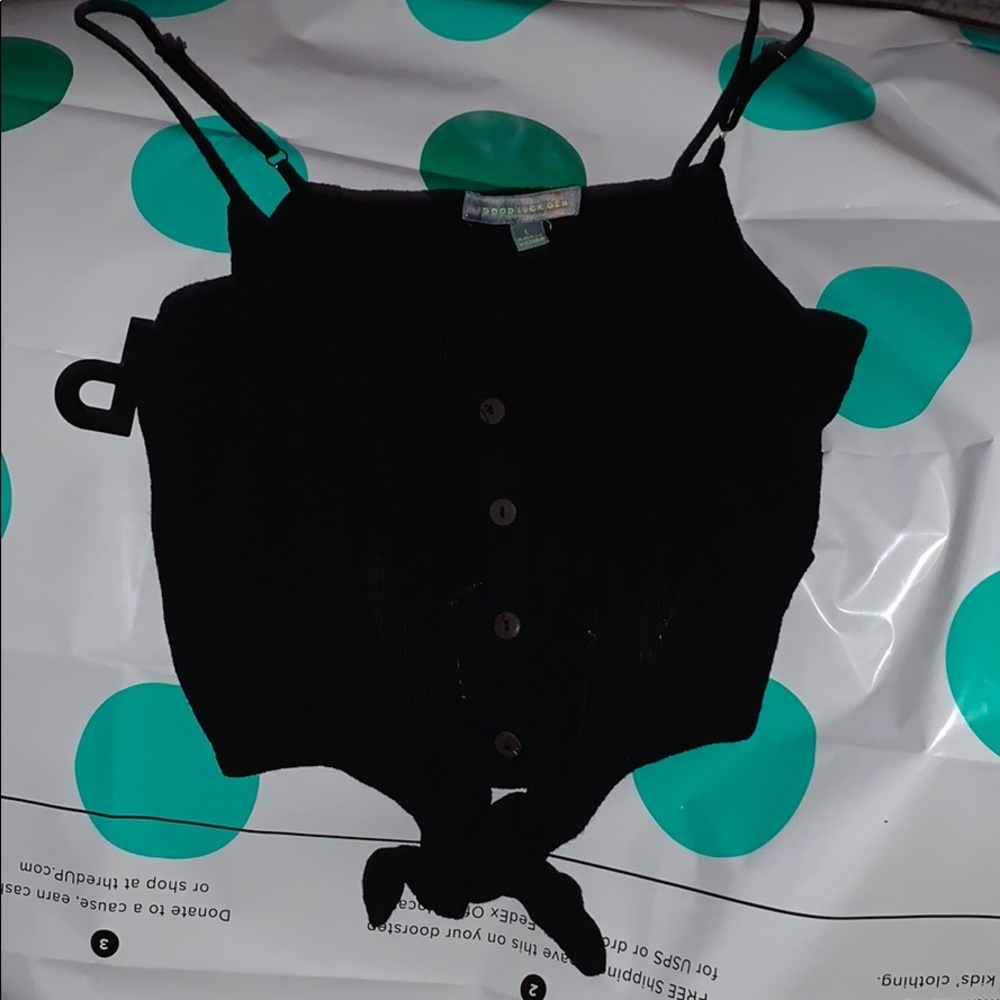 Good Luck Gem black cropped tank